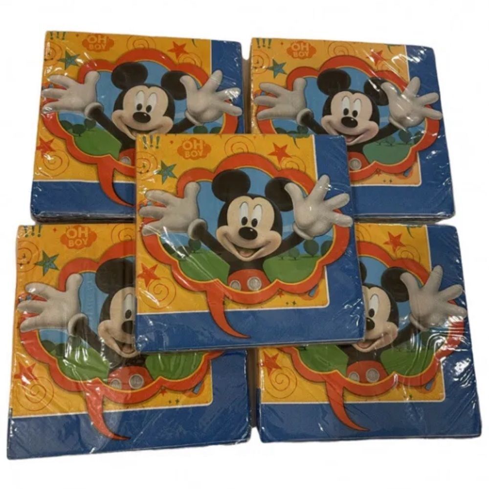 Lot 5 New Vintage DesignWare Napkins 16-2ply OH BOY Mickey Mouse Disney Birthday